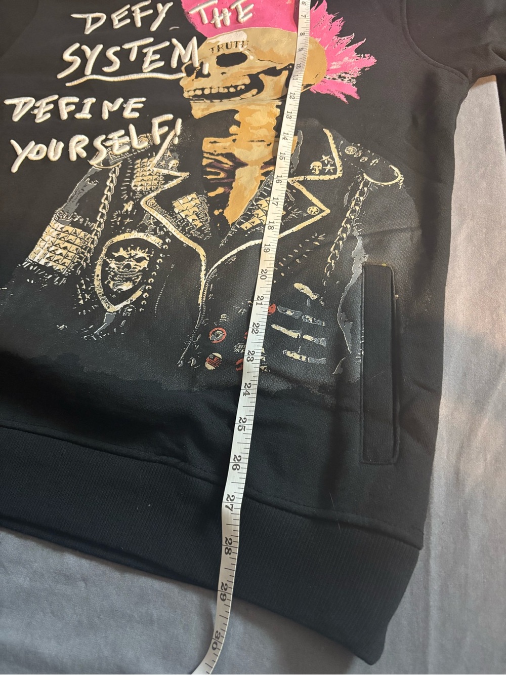 Reason Black Hoodie with Pink Mohawk Skull Graphic and White Text - Picture 5 of 7